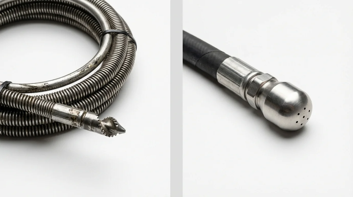 Drain snake cable and hydro jetting nozzle used for drain cleaning in Centerville, MO