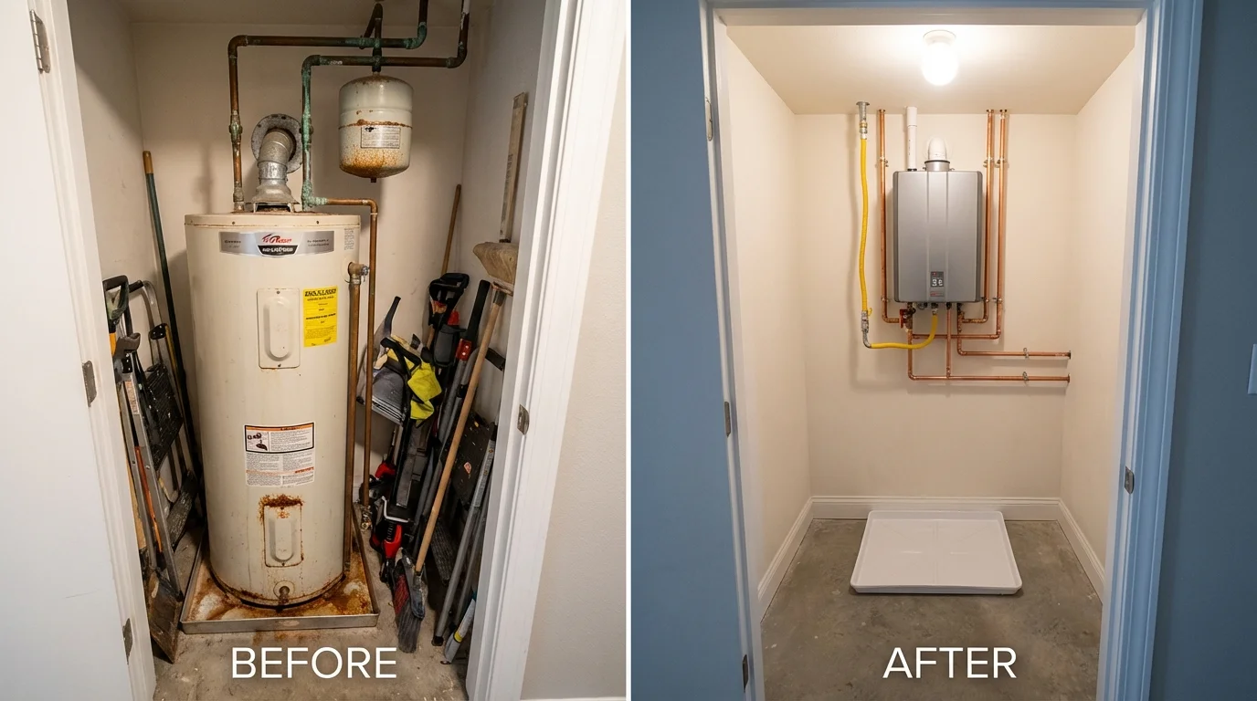 Tank water heater versus wall-mounted tankless unit comparison for Centerville, MO homeowners